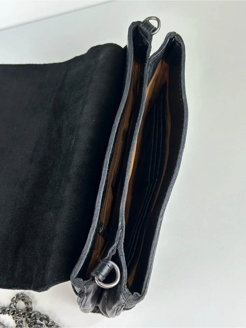 PATRICIA NASH BLACK STUDDED LEATHER LUISA FLAP CROSSBODY CLUTCH